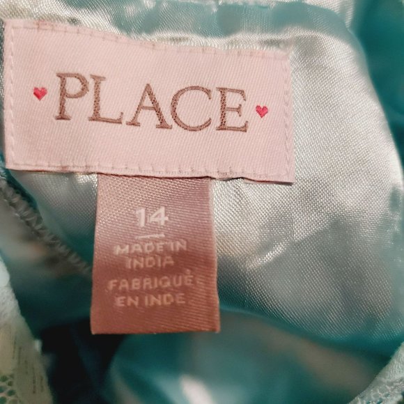 Children's Place Teal Lace Dress Size 14 Girls Zipper Closure w/Button Closure a - Picture 4 of 6